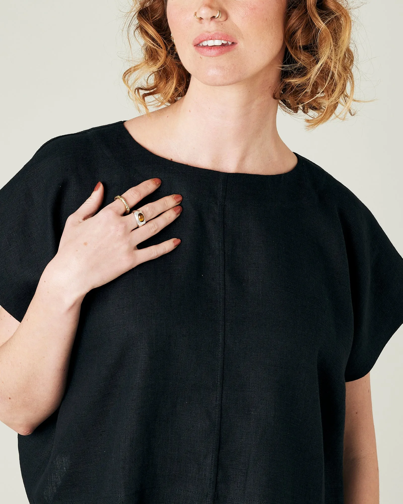 Polly Black Linen Top