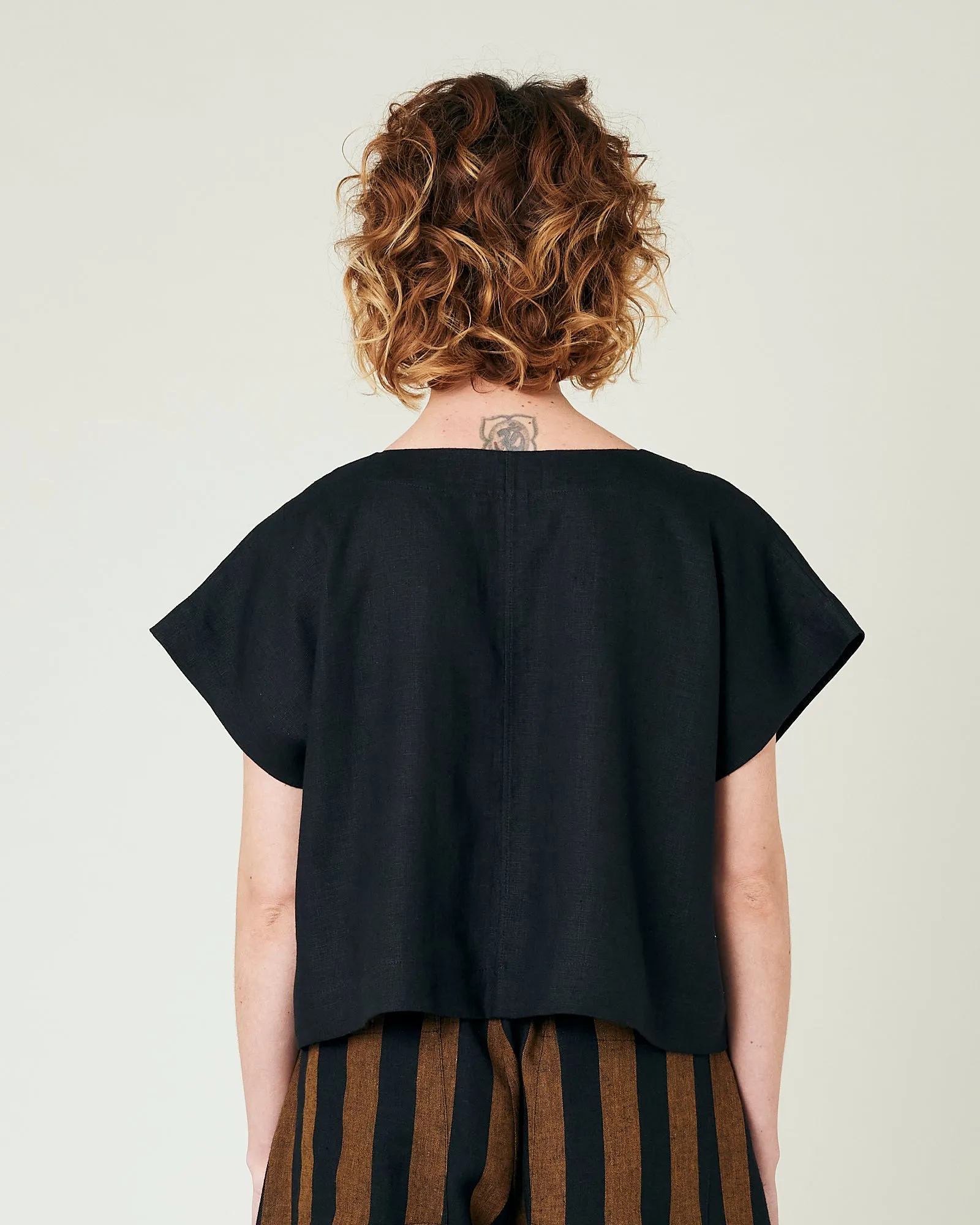 Polly Black Linen Top