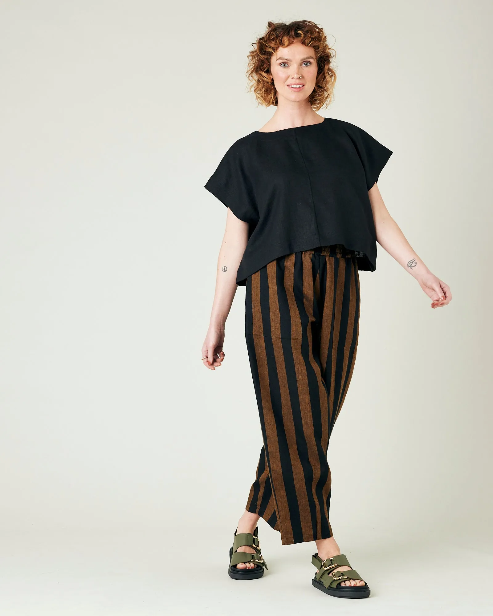 Polly Black Linen Top