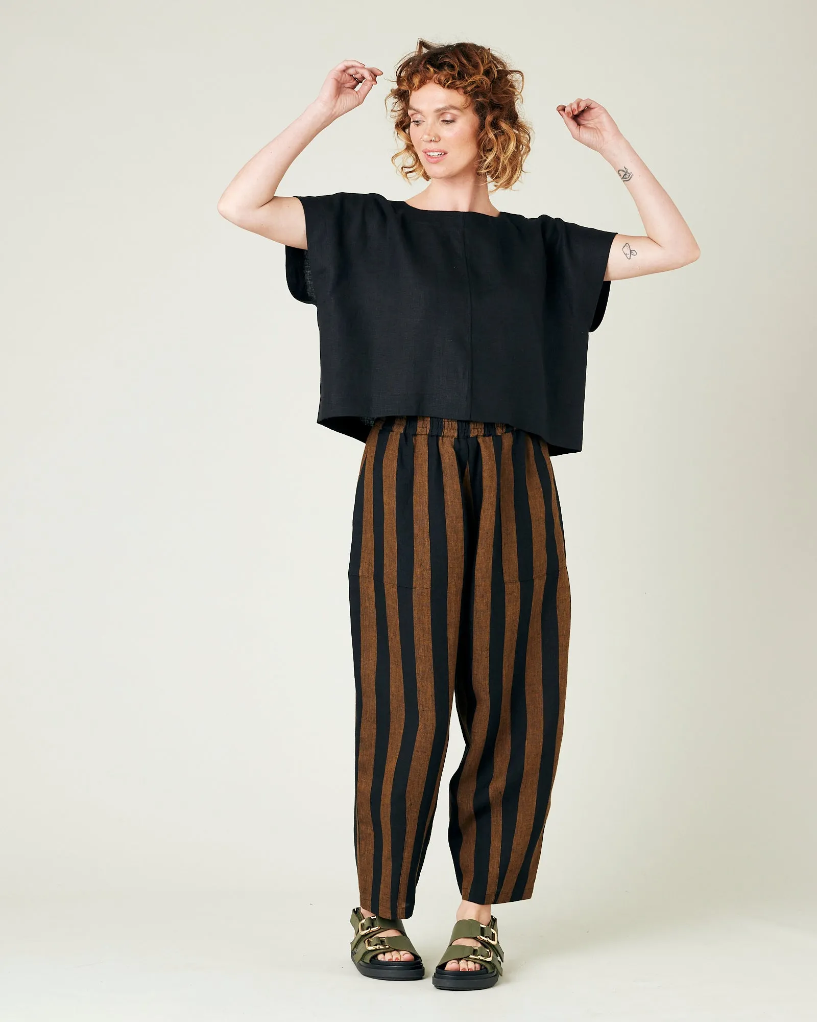 Polly Black Linen Top