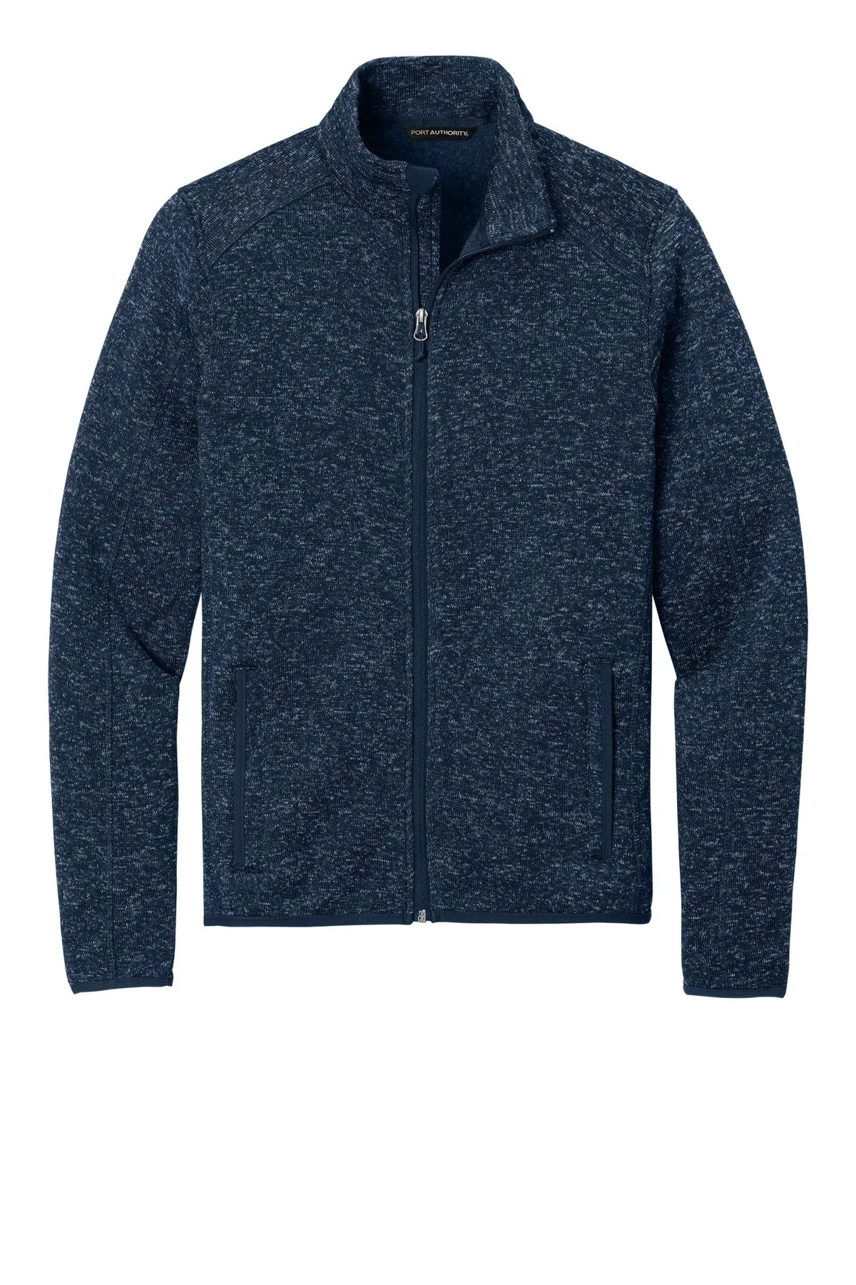 Port Authority Sweater Fleece Jacket. F232 River Blue Navy Heather