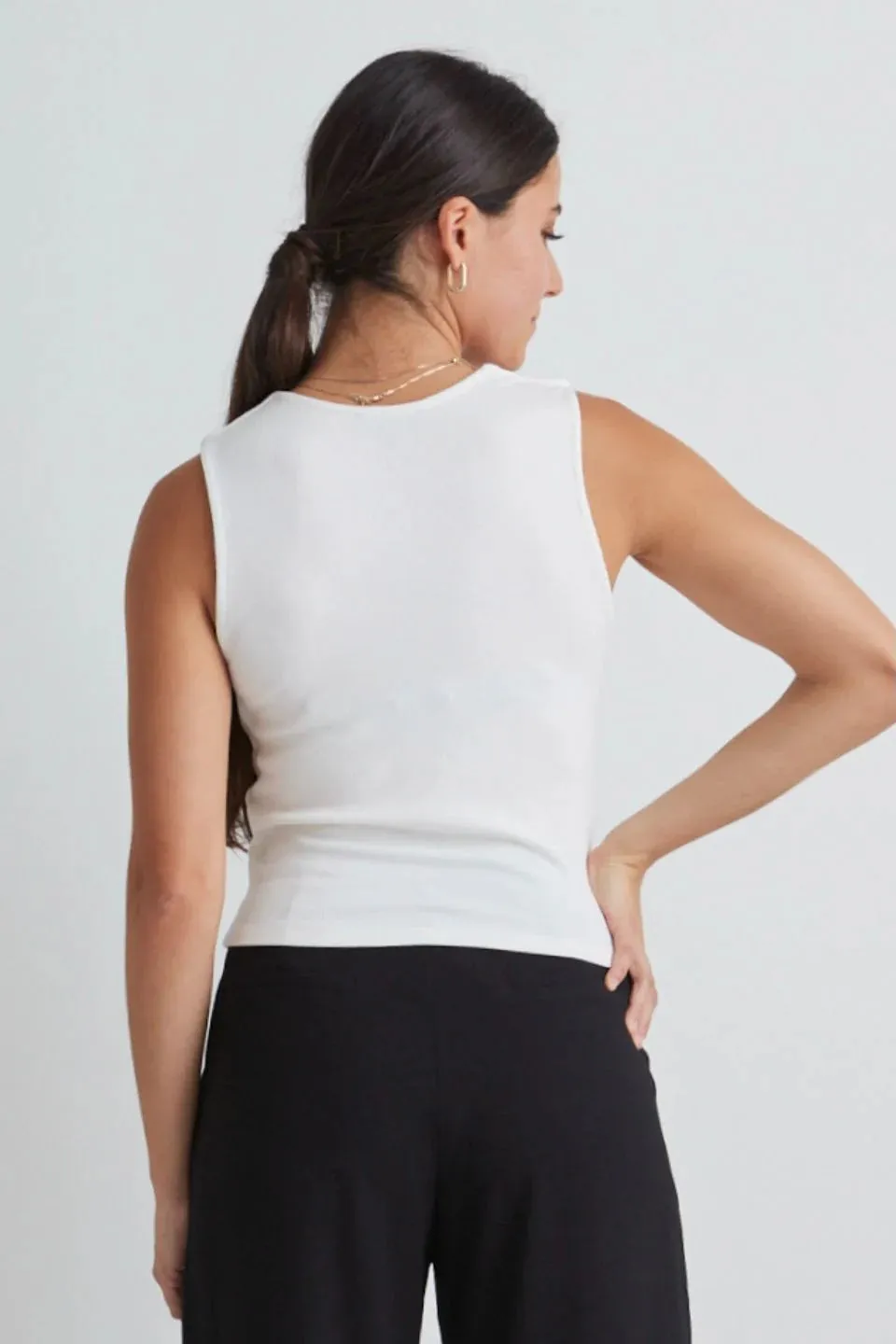 Positive Cream Rib Square Neck Tank