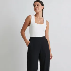 Positive Cream Rib Square Neck Tank