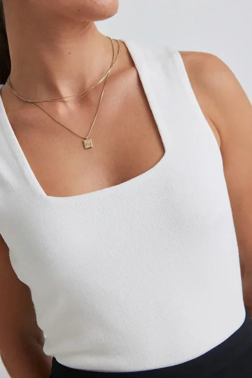 Positive Cream Rib Square Neck Tank