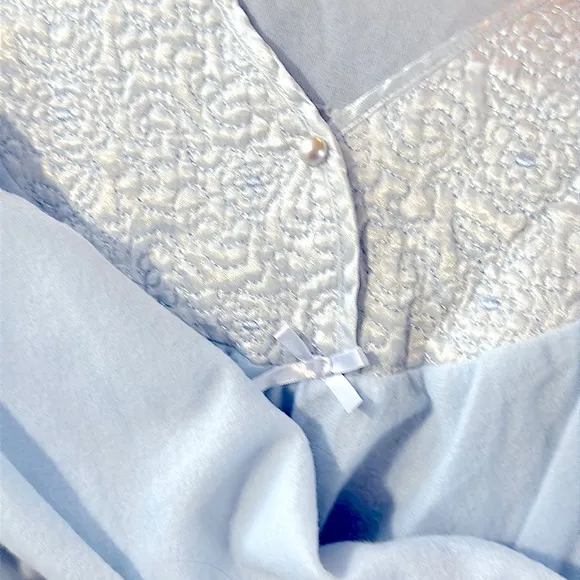Pretty Vintage Baby_Blue *Long Sleeves Soft Fleece Nightgown w/Quilted Design 3x