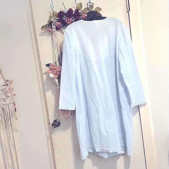 Pretty Vintage Baby_Blue *Long Sleeves Soft Fleece Nightgown w/Quilted Design 3x