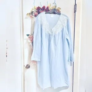Pretty Vintage Baby_Blue *Long Sleeves Soft Fleece Nightgown w/Quilted Design 3x