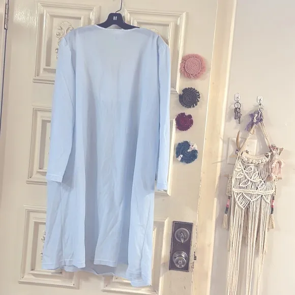 Pretty Vintage Baby_Blue *Long Sleeves Soft Fleece Nightgown w/Quilted Design 3x