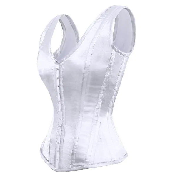 Priscila Satin Shoulder Straps Overbust Steel Boned Corset