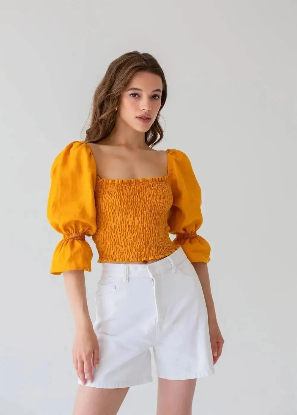 Puff Sleeve Linen Top