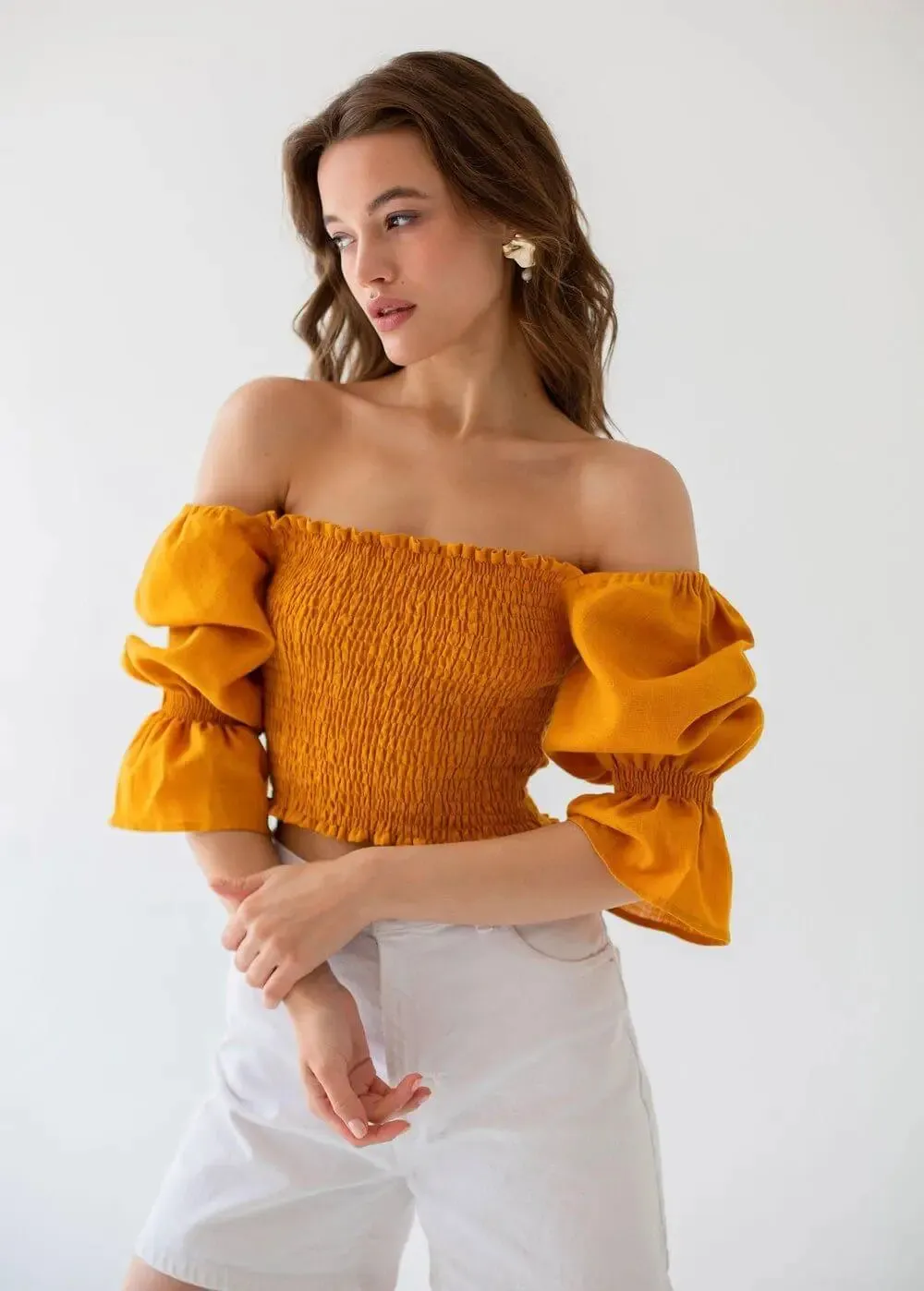 Puff Sleeve Linen Top