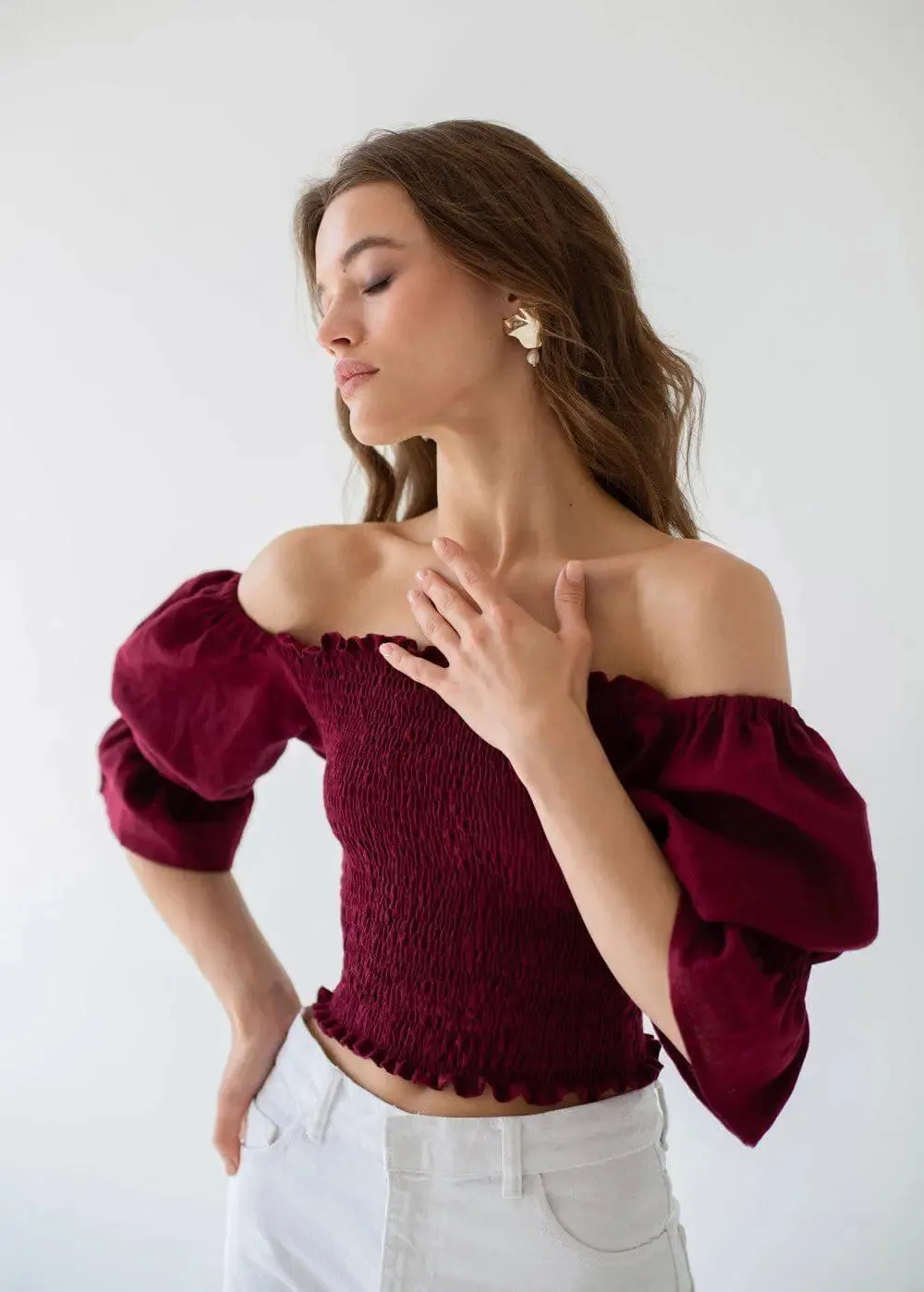 Puff Sleeve Linen Top
