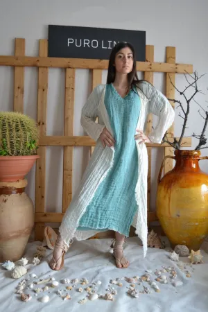 Pure Italian Linen Positano White Duster