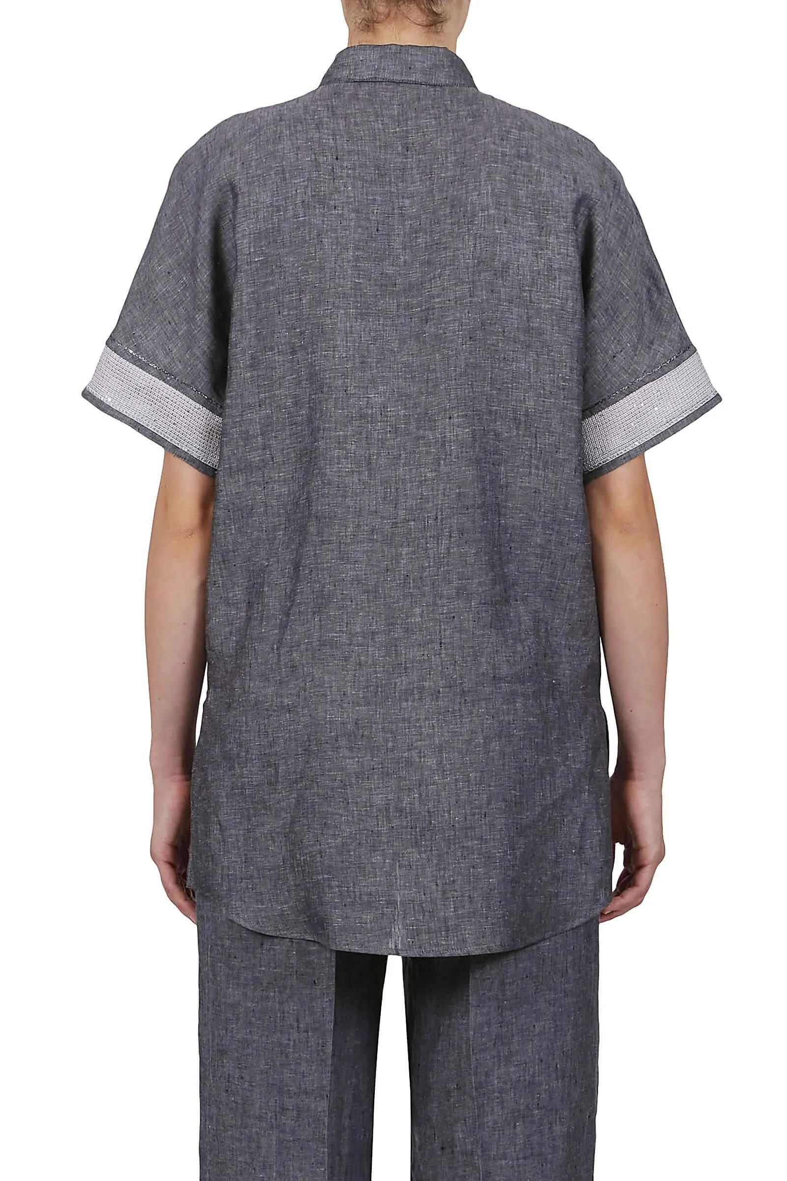 Purotatto Charcoal Grey Linen Top