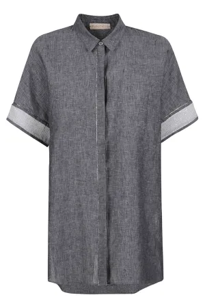 Purotatto Charcoal Grey Linen Top