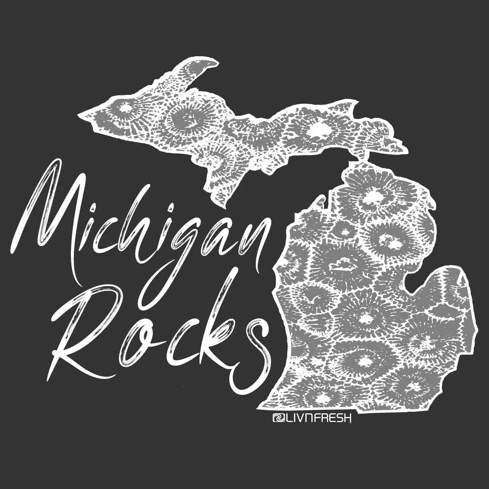 "Michigan Rocks Petoskey Stone" Women's 3/4 Lace Sleeve Tee