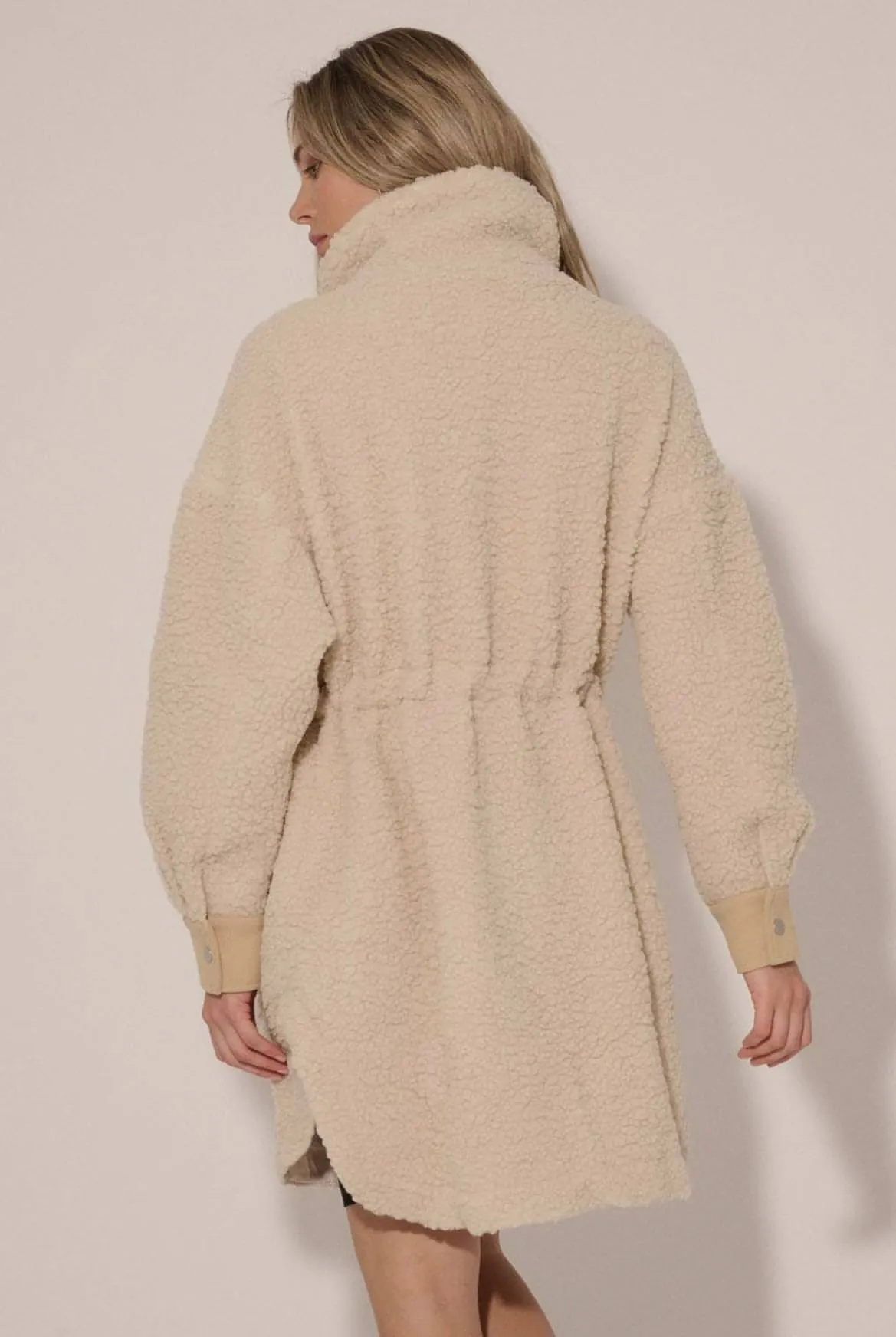 Rachel Faux Shearling Jacket - Button Up Contrast