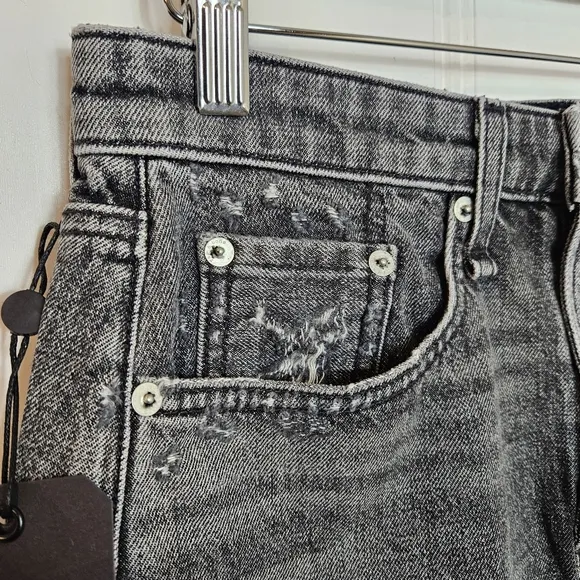 rag &amp; bone Denim Skirt Womens Size 27 Itty Bitty Mini Frayed Clean Black