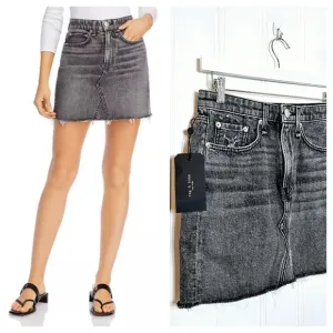 rag &amp; bone Denim Skirt Womens Size 27 Itty Bitty Mini Frayed Clean Black