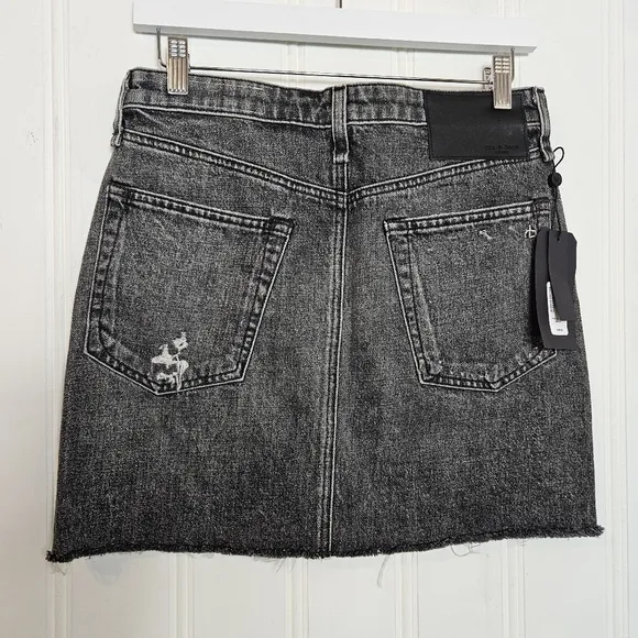 rag &amp; bone Denim Skirt Womens Size 27 Itty Bitty Mini Frayed Clean Black