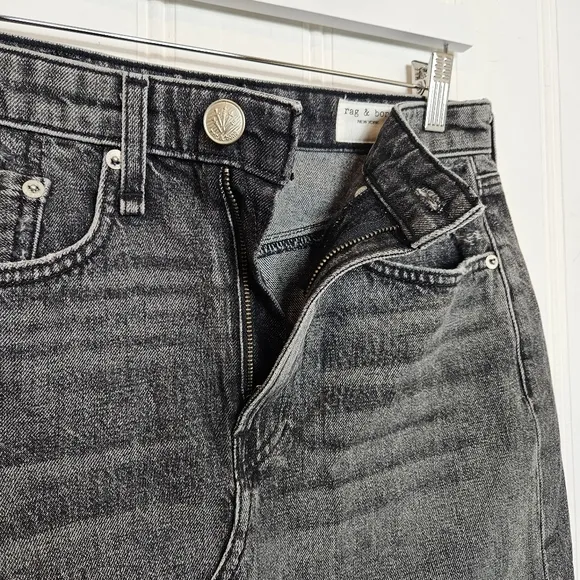 rag &amp; bone Denim Skirt Womens Size 27 Itty Bitty Mini Frayed Clean Black
