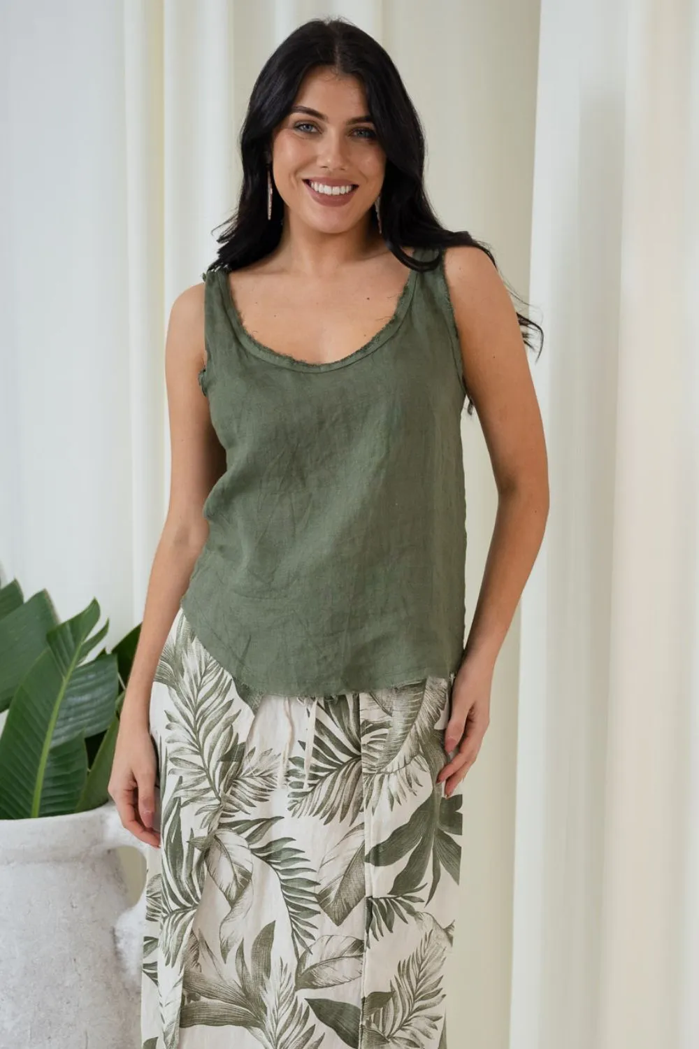 Raw Edge Cami | Khaki