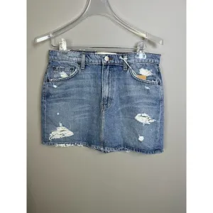 Reformation Women's Denim Ella Skirt Distressed Blue Size 29 NWT