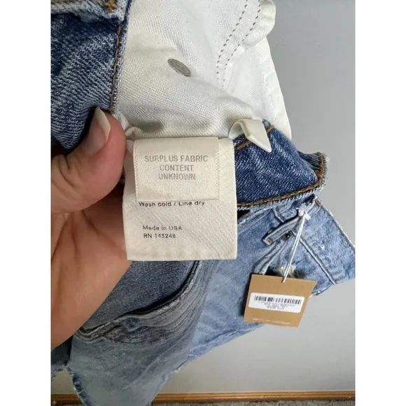 Reformation Women's Denim Ella Skirt Distressed Blue Size 29 NWT