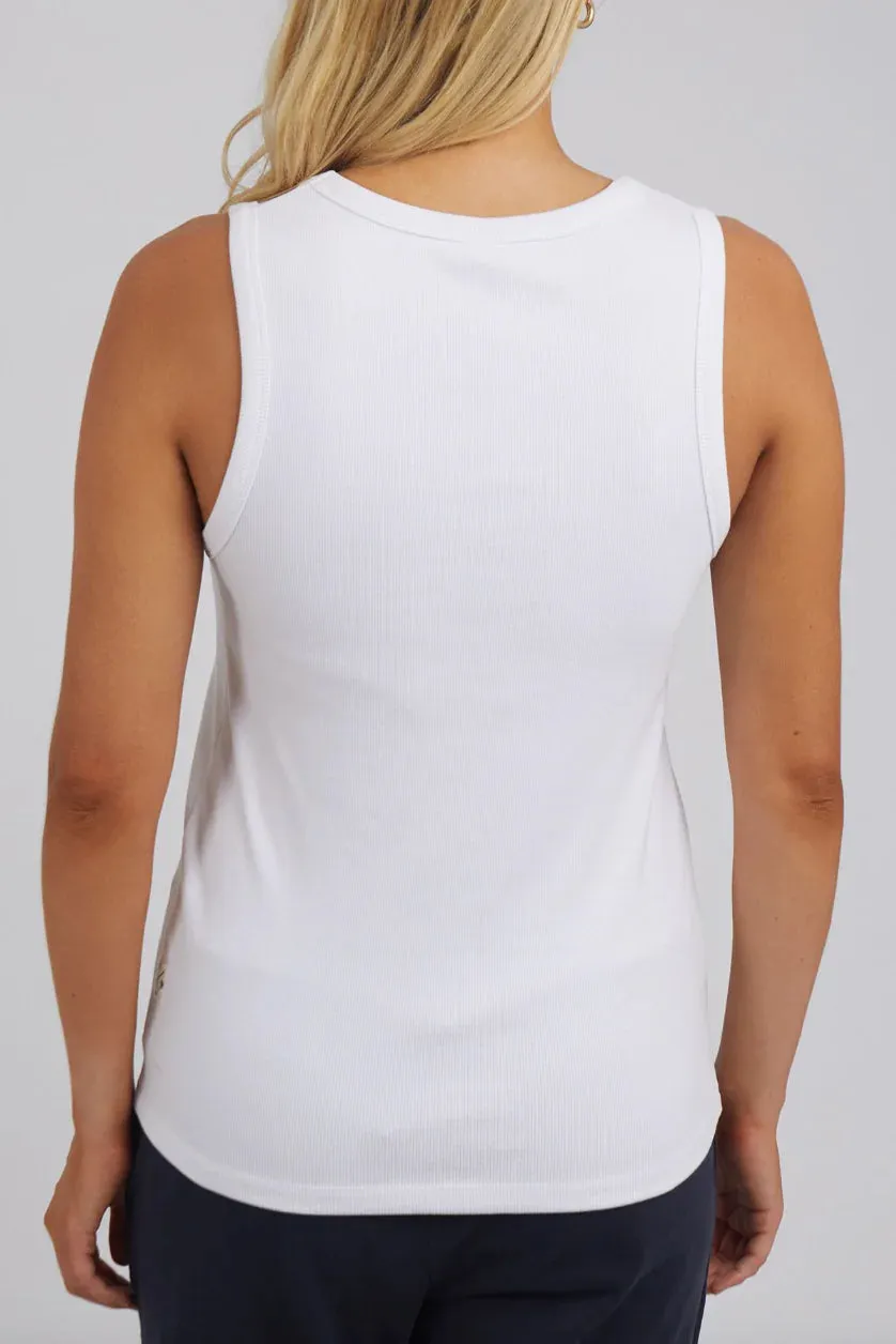Rib Crew Tank - White