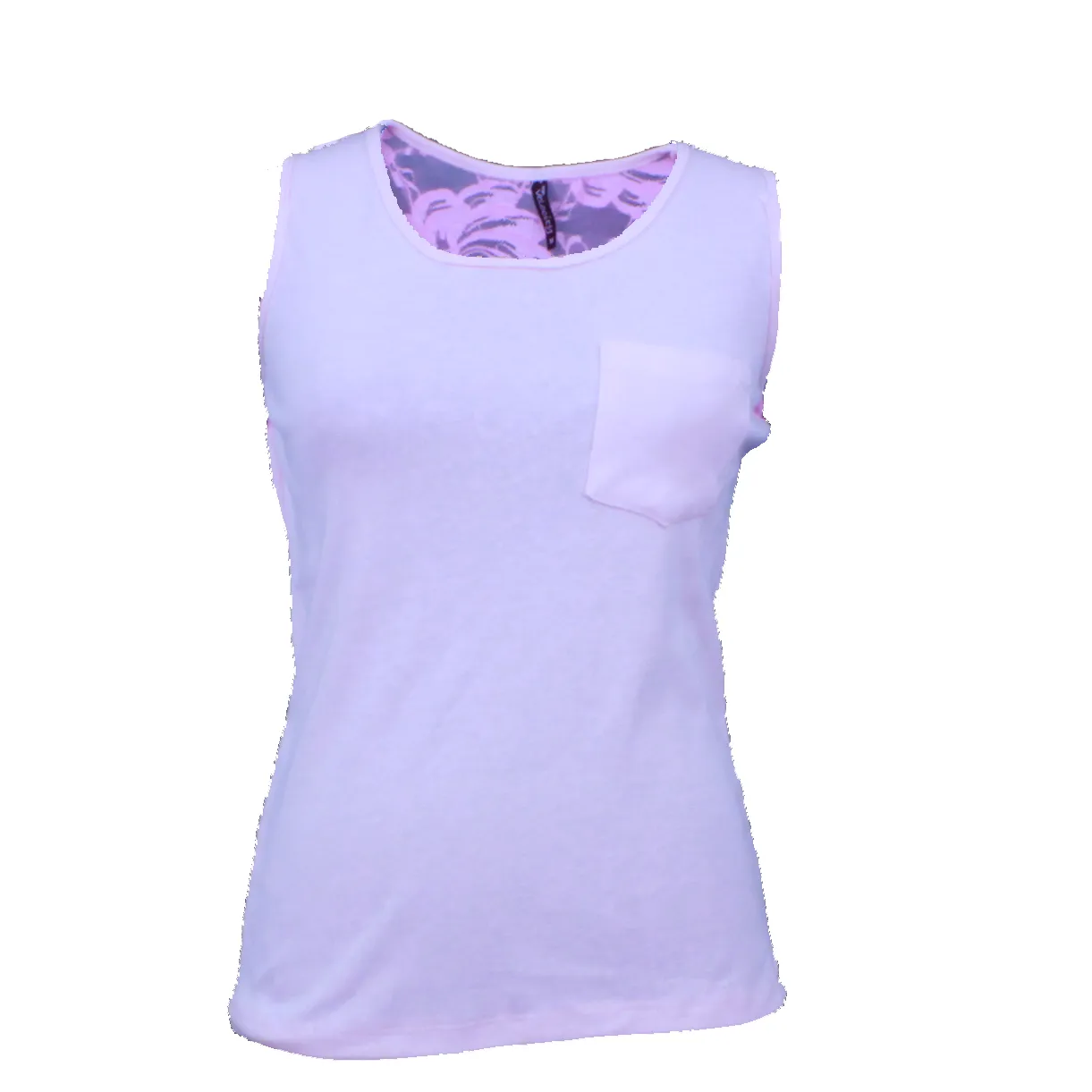Rib knit pocket tank with lace at back from High Velocity
