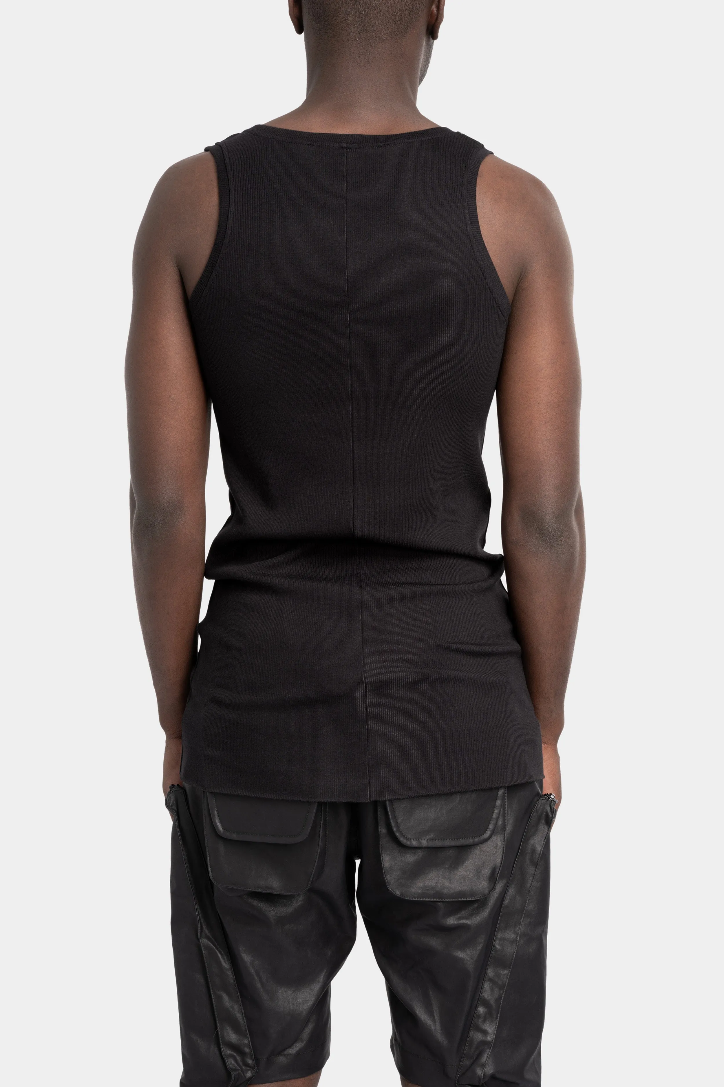 Ribbed linen & bamboo tank top