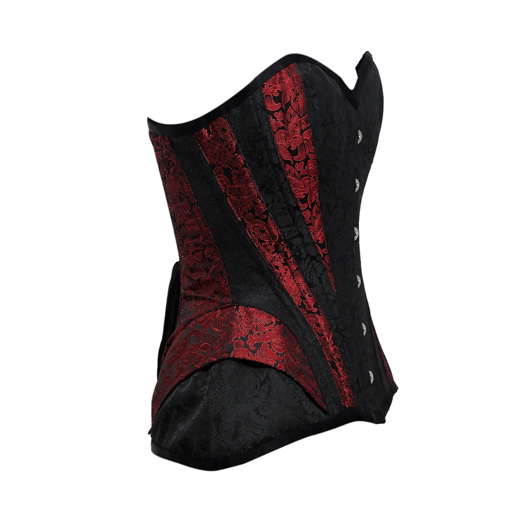 Robson Red & Black Brocade Steel Boned Overbust Corset