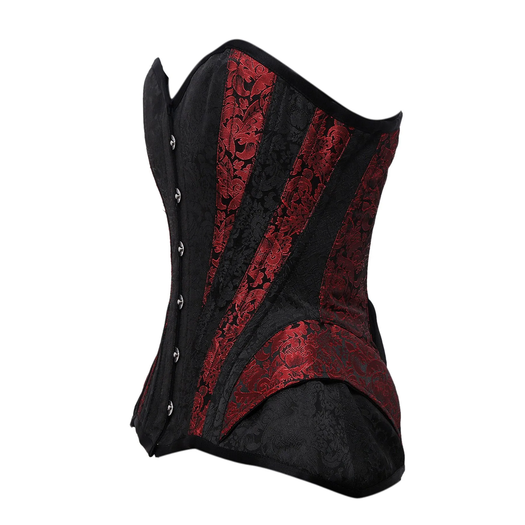 Robson Red & Black Brocade Steel Boned Overbust Corset