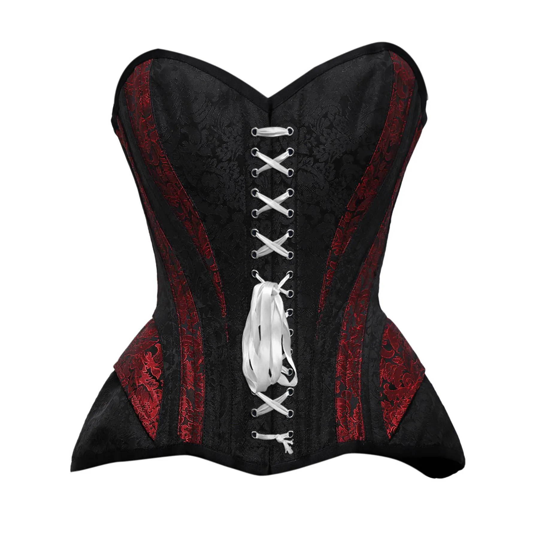 Robson Red & Black Brocade Steel Boned Overbust Corset