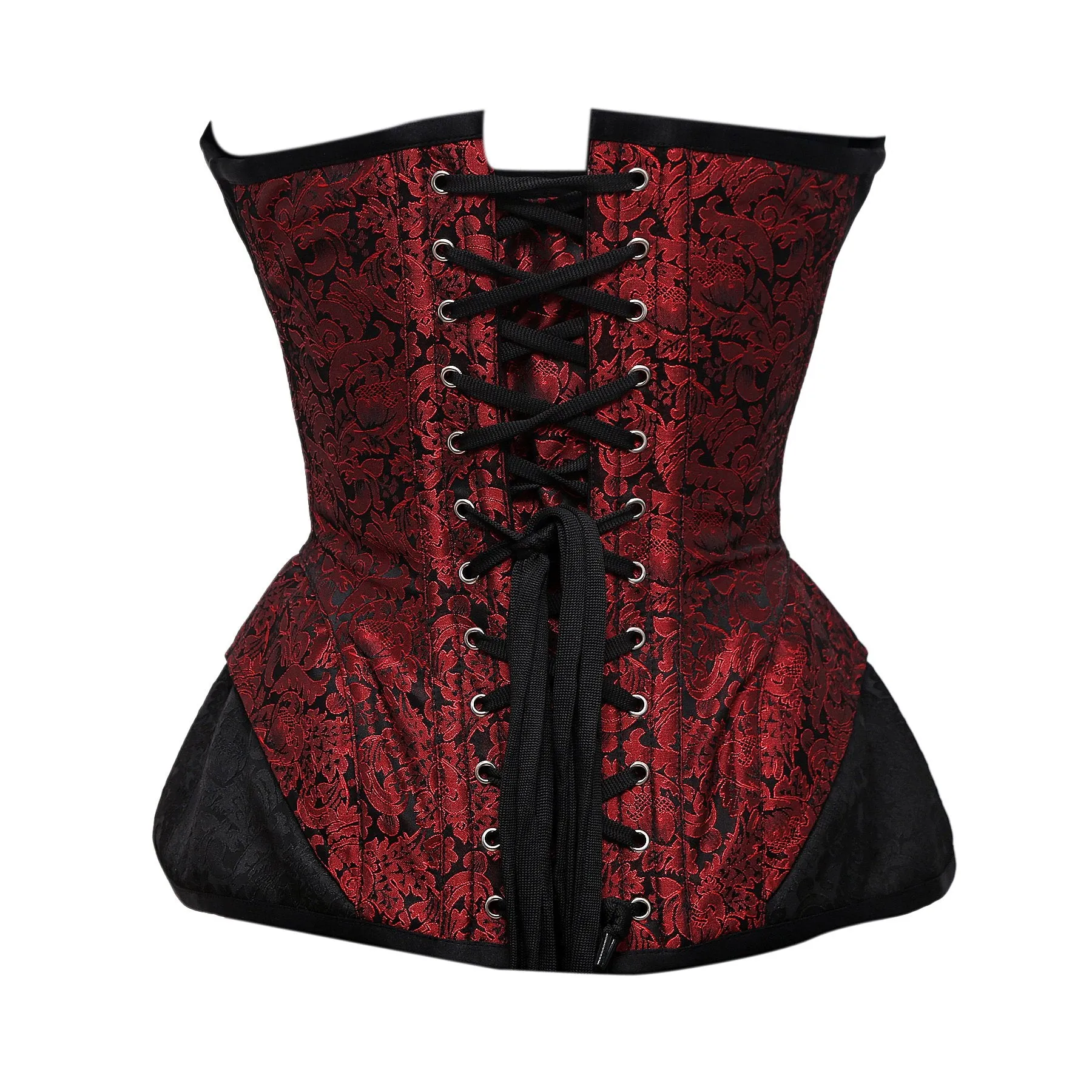 Robson Red & Black Brocade Steel Boned Overbust Corset