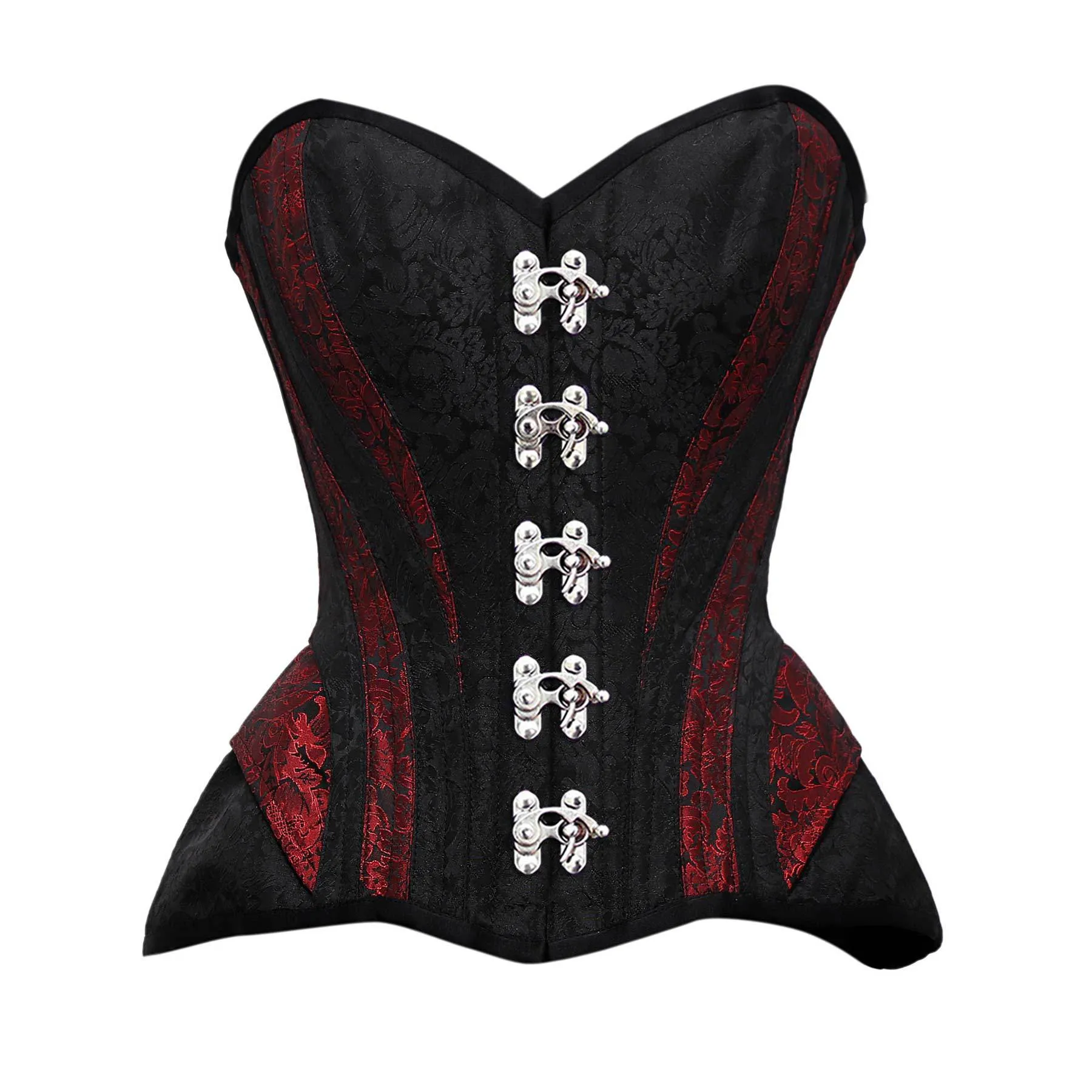 Robson Red & Black Brocade Steel Boned Overbust Corset