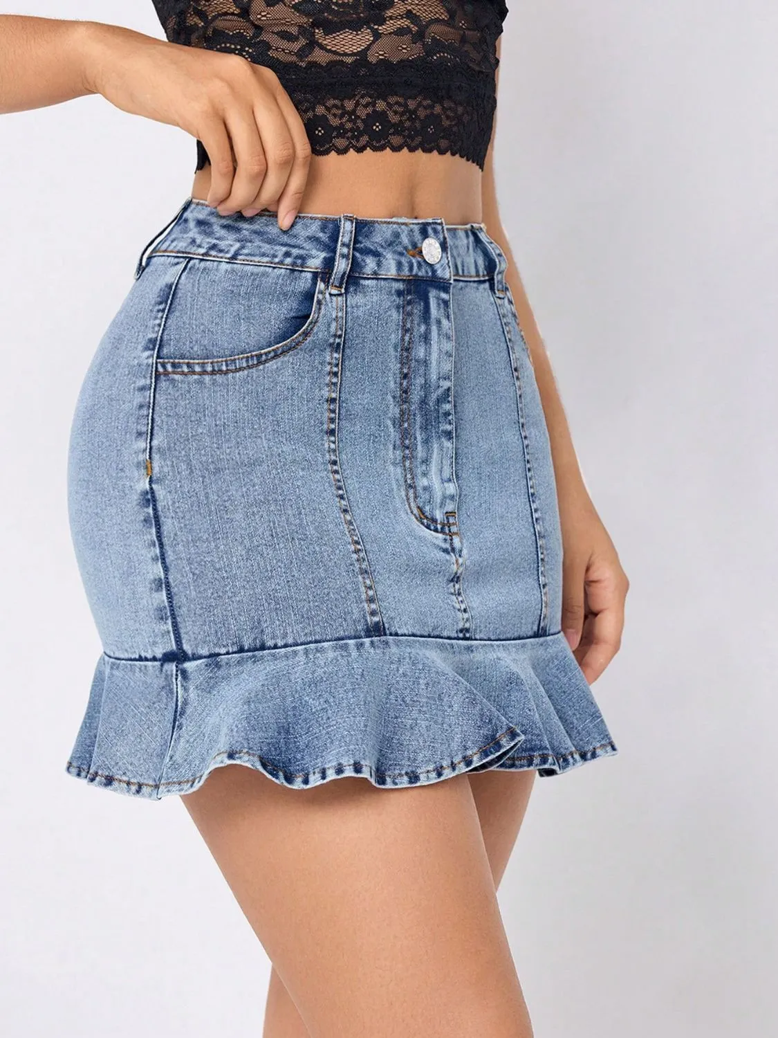 Rodeo Ruffle Denim Mini Skirt