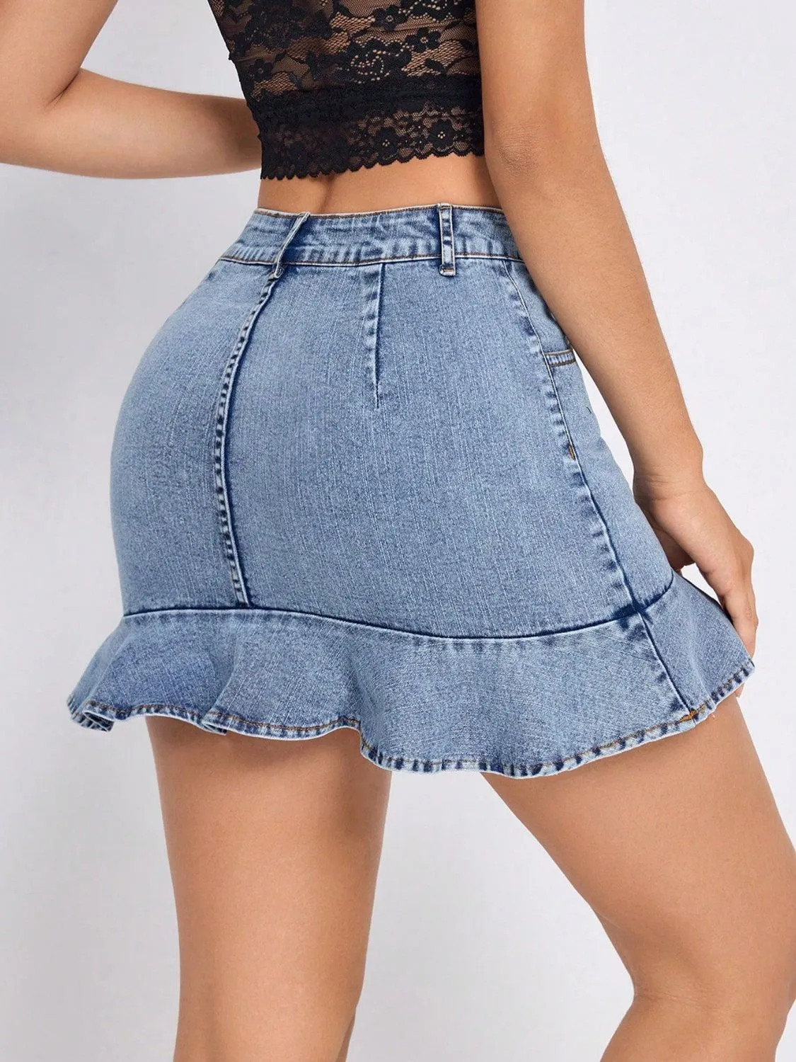 Rodeo Ruffle Denim Mini Skirt