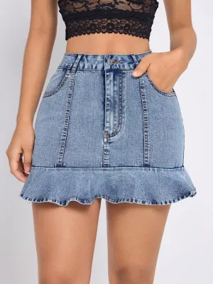 Rodeo Ruffle Denim Mini Skirt