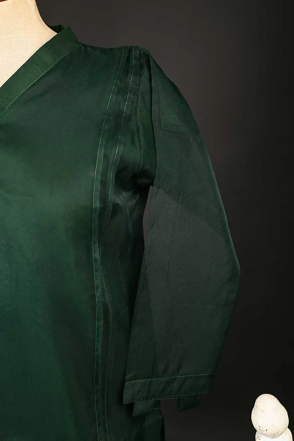 RTW-116-Green - 3Pc Stitched Organza Dress