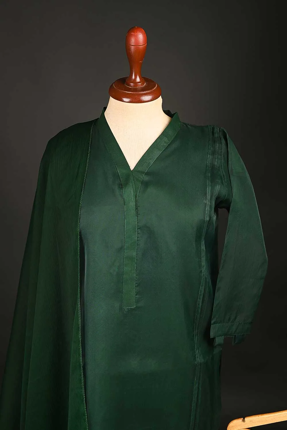 RTW-116-Green - 3Pc Stitched Organza Dress