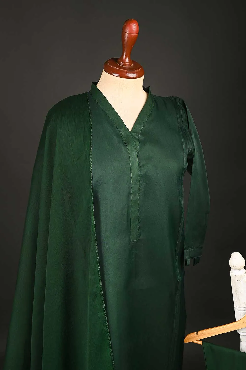 RTW-116-Green - 3Pc Stitched Organza Dress