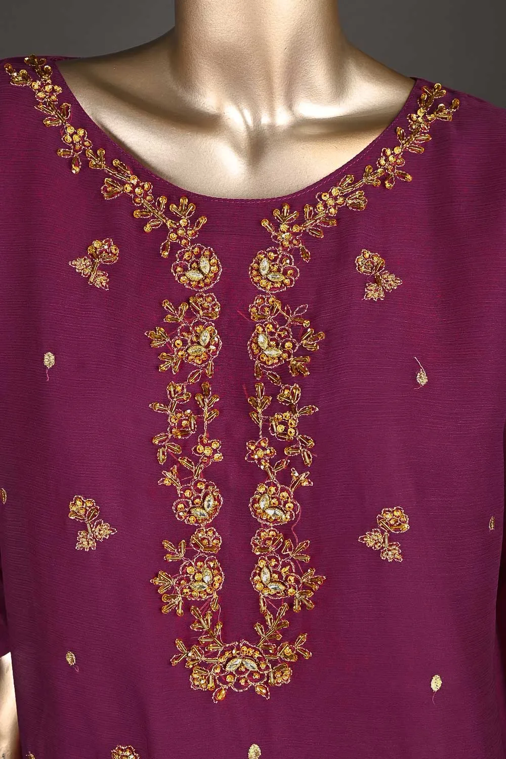 RTW-181-Fuchsia - 3PC Ready to Wear Chiffon Adda Work Dress