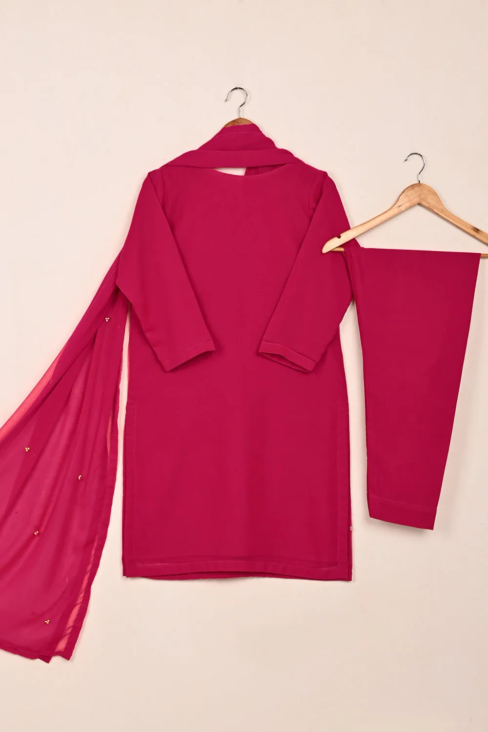 RTW-244-Fuchsia - 3Pc Ready to Wear Embroidered Adda Work Chiffon Dress