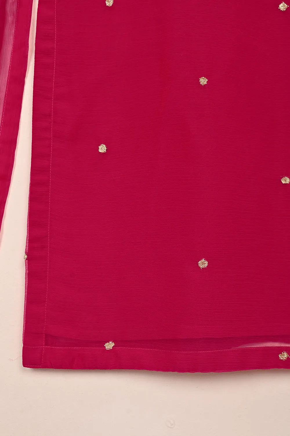 RTW-244-Fuchsia - 3Pc Ready to Wear Embroidered Adda Work Chiffon Dress