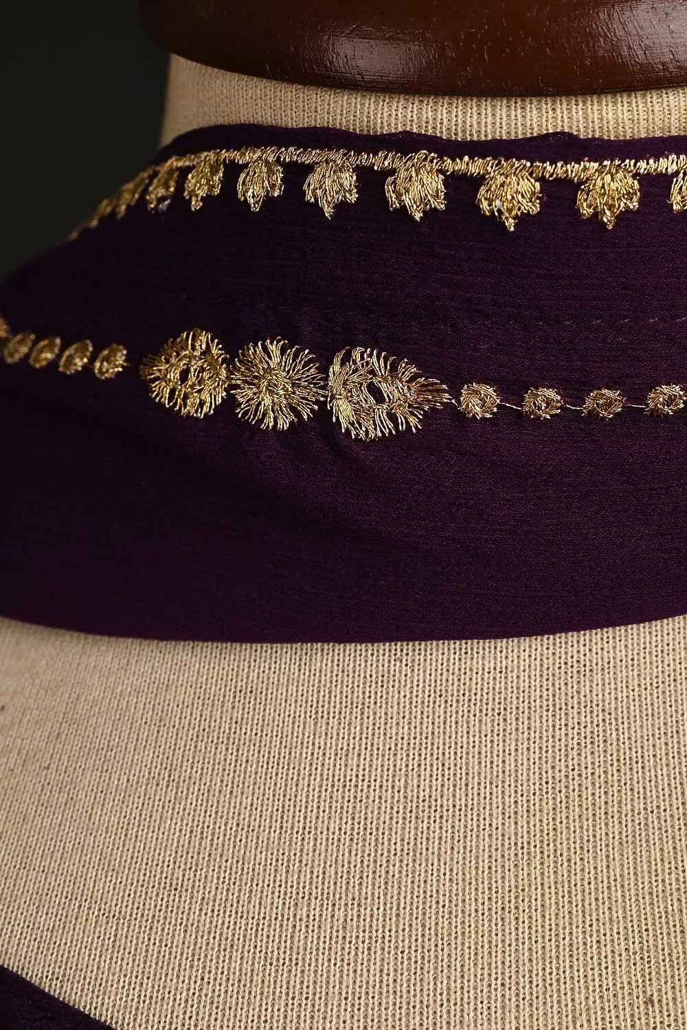 RTW-87-Purple -  3Pc Stitched Embroidered Adda Work Chiffon Shirt
