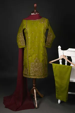 RTW-91-Moss - 3Pc Stitched Embroidered Organza Dress