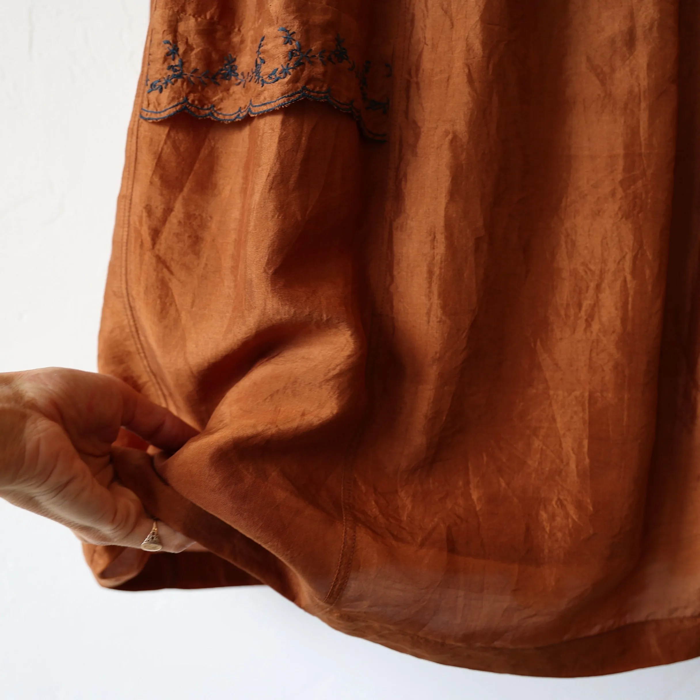 Runaway Bicycle Silk Skirt - Rust
