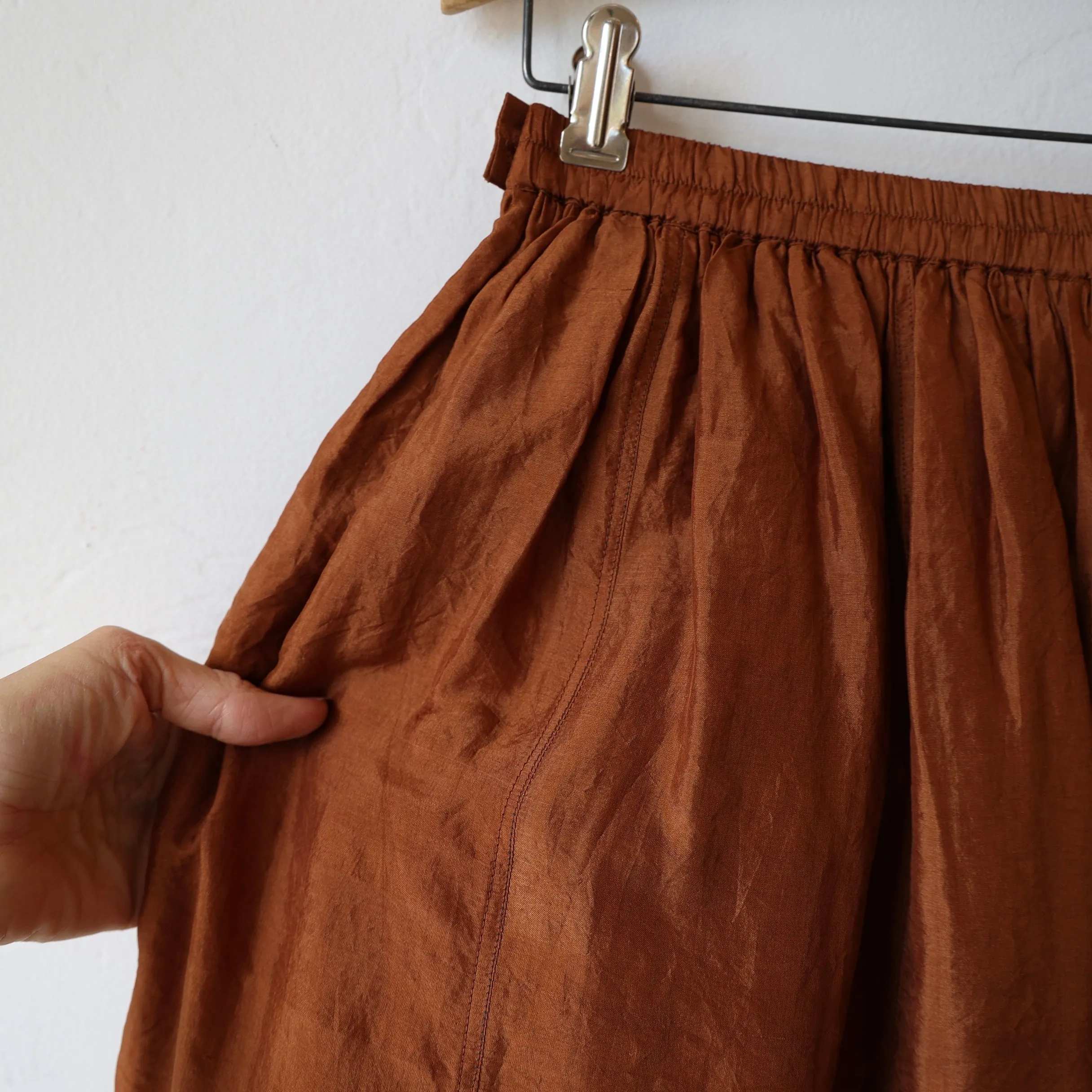 Runaway Bicycle Silk Skirt - Rust