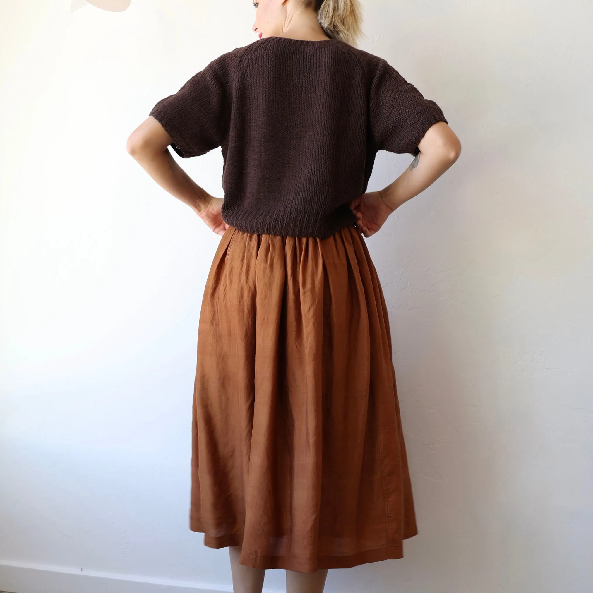 Runaway Bicycle Silk Skirt - Rust